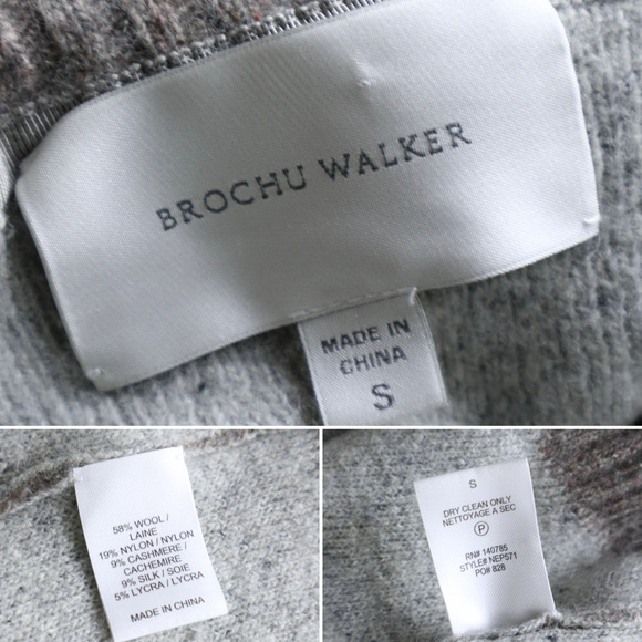 Brochu Walker Size S Carnaby Turtleneck Sweater Seam Double Knit Pullover Taupe - Picture 14 of 14